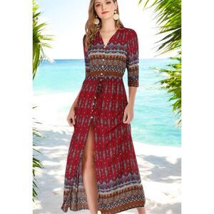 R. Vivimos ‎ Boho Coastal Cowgirl Feminine 
Maxi Dress size S